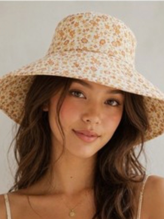 Lack Of Color Accessories - Lack Of Color Cotton Peach Bloom Floral Holiday Bucket Hat Sz S/M NWT